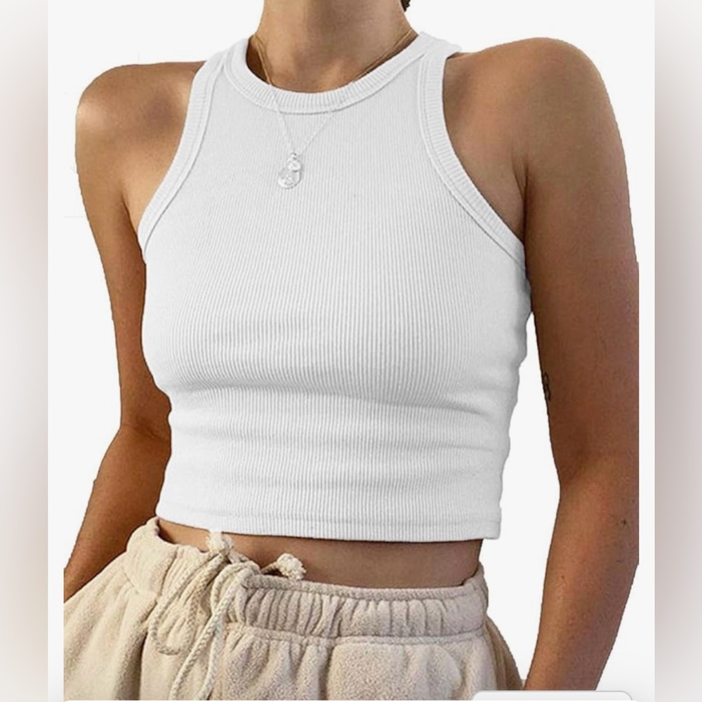 Rib-Knit Crop Tank Top Size L